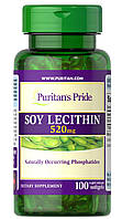 Лецитин із сої, Soy Lecithin, Puritan's Pride, 520 мг, 100 гелевих капсул