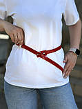 Ремінь жіночий лаковий з еко-шкіри 100 см вузький пояс 2 см з пряжкою, фото 10
