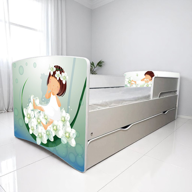 Ліжко для дівчинки Альпійський сон Дрема з шухлядою + захисний бортик, дитячі меблі Dream style, фото 1