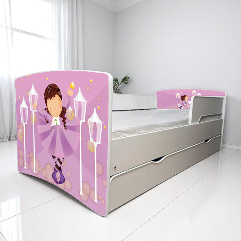 Ліжко для дівчинки Витівниця Дрема з шухлядою + захисний бортик, дитячі меблі Dream style, фото 1