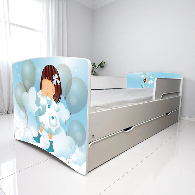 Ліжко для дівчинки Хмаринка Дрема з шухлядою + захисний бортик, дитячі меблі Dream style, фото 1