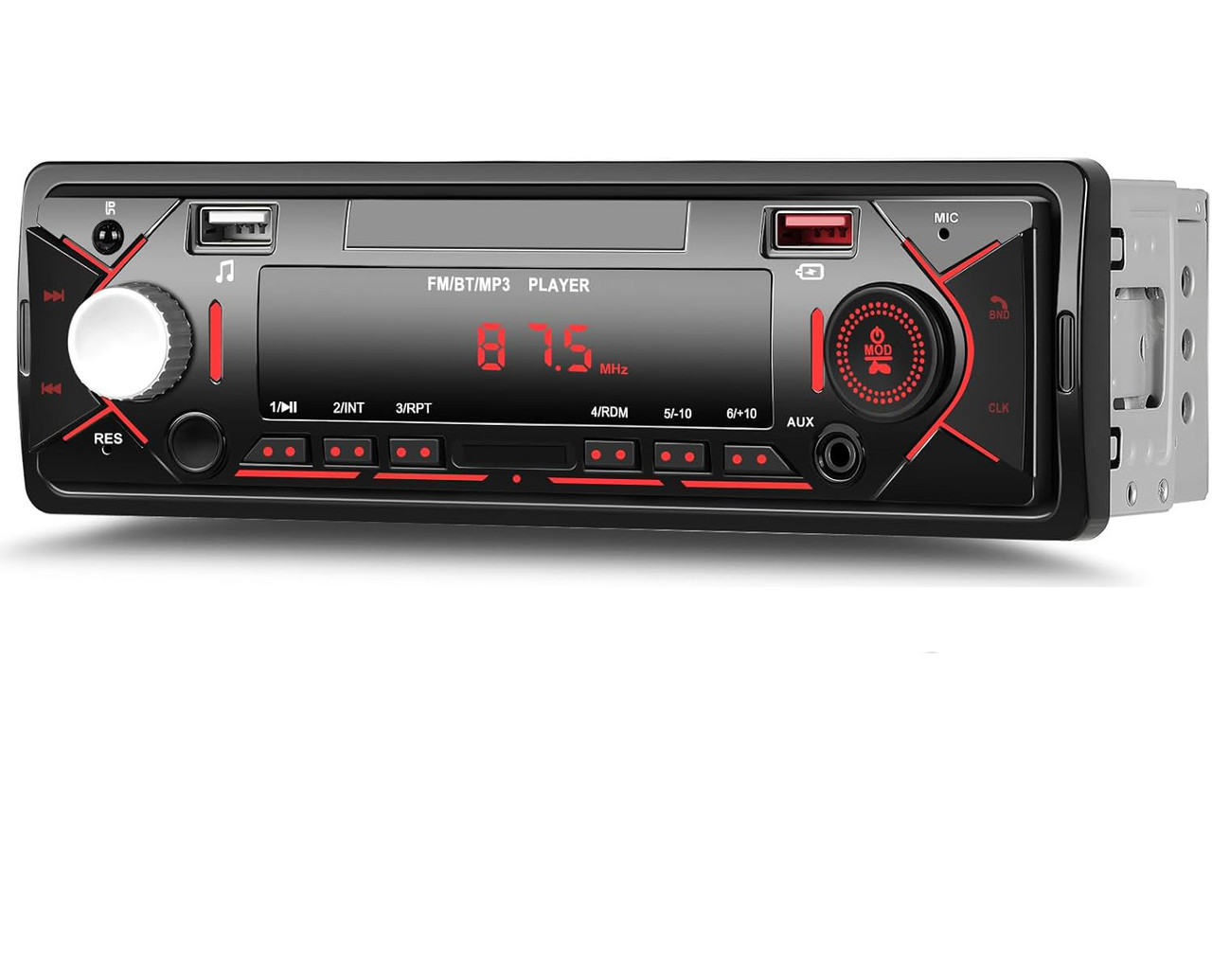 Автомагнітола 1DIN Podofo A3958 з Bluetooth, FM | автомобільний MP3 плеєр з радіо, USB, AUX, стерео, black