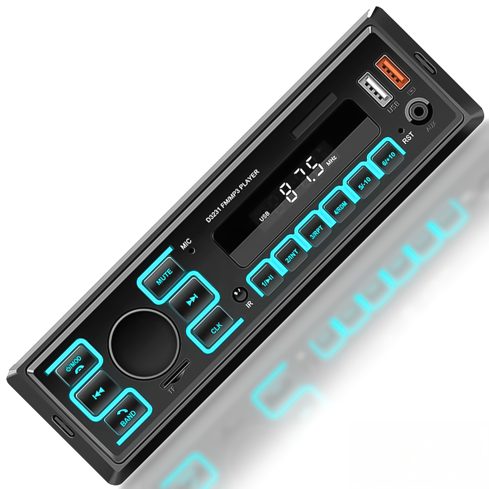 Автомагнітола 1DIN Podofo A3862 з FM, Bluetooth, голосовим помічником | автомобільний MP3 плеєр з радіо в машину, AUX, USB,