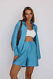 М'який костюм для вагітних та годуючих з шортами і сорочкою блакитний S, фото 2