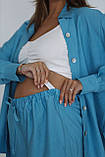 М'який костюм для вагітних та годуючих з шортами і сорочкою блакитний S, фото 3