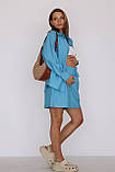 М'який костюм для вагітних та годуючих з шортами і сорочкою блакитний S, фото 5