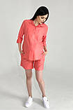 Літній костюм для вагітних та годуючих з сорочкою і шортами коралового кольору S, фото 2