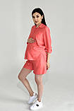 Літній костюм для вагітних та годуючих з сорочкою і шортами коралового кольору S, фото 3