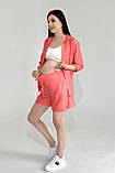 Літній костюм для вагітних та годуючих з сорочкою і шортами коралового кольору S, фото 5