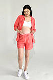Літній костюм для вагітних та годуючих з сорочкою і шортами коралового кольору S, фото 6
