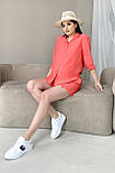 Літній костюм для вагітних та годуючих з сорочкою і шортами коралового кольору S, фото 8