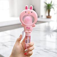Мильні бульбашки з механічним вентилятором 2в1 "Зайчик", 21см, Рожевий