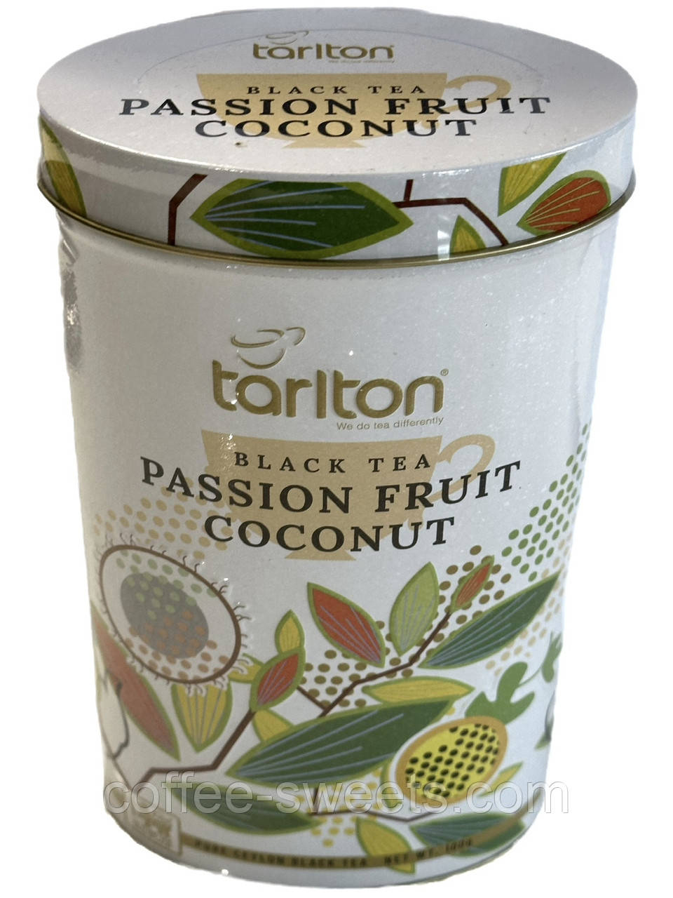 Чай чорний листовий Tarlton Passion Fruit & Coconut зі шматочками кокоса та  маракуї 100 г у ж/б