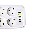 Мережевий фільтр 3 м подовжувач F06U на 6 розеток 4 USB 1 Type-C та кнопкою відключення, Білий Lugi, фото 4