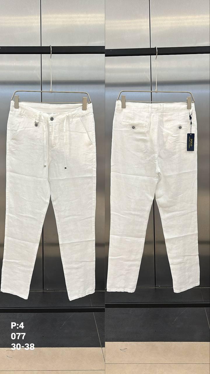 Чоловічі лляні штани LORO PIANA CK9855 білі, фото 1