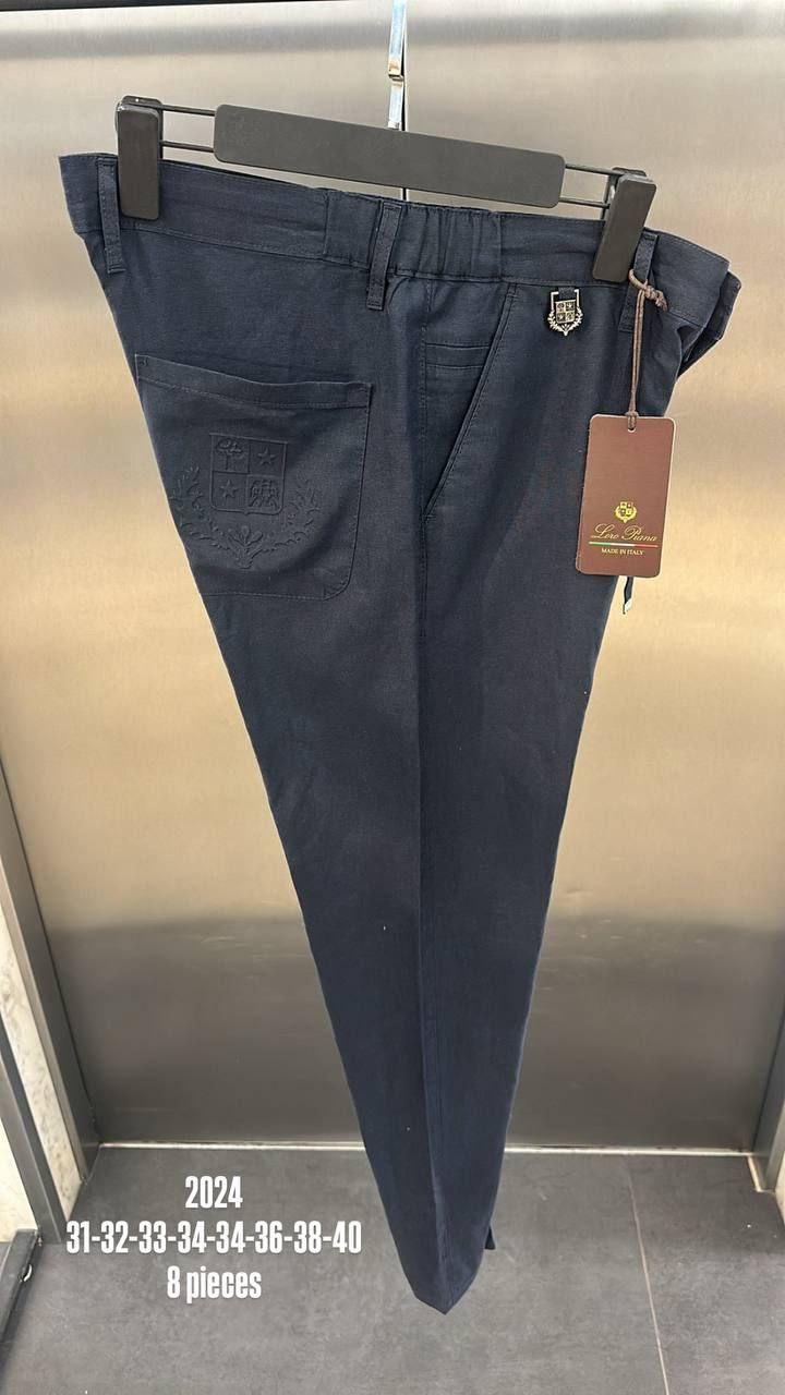 Чоловічі лляні штани LORO PIANA CK9856 темно-сині, фото 1