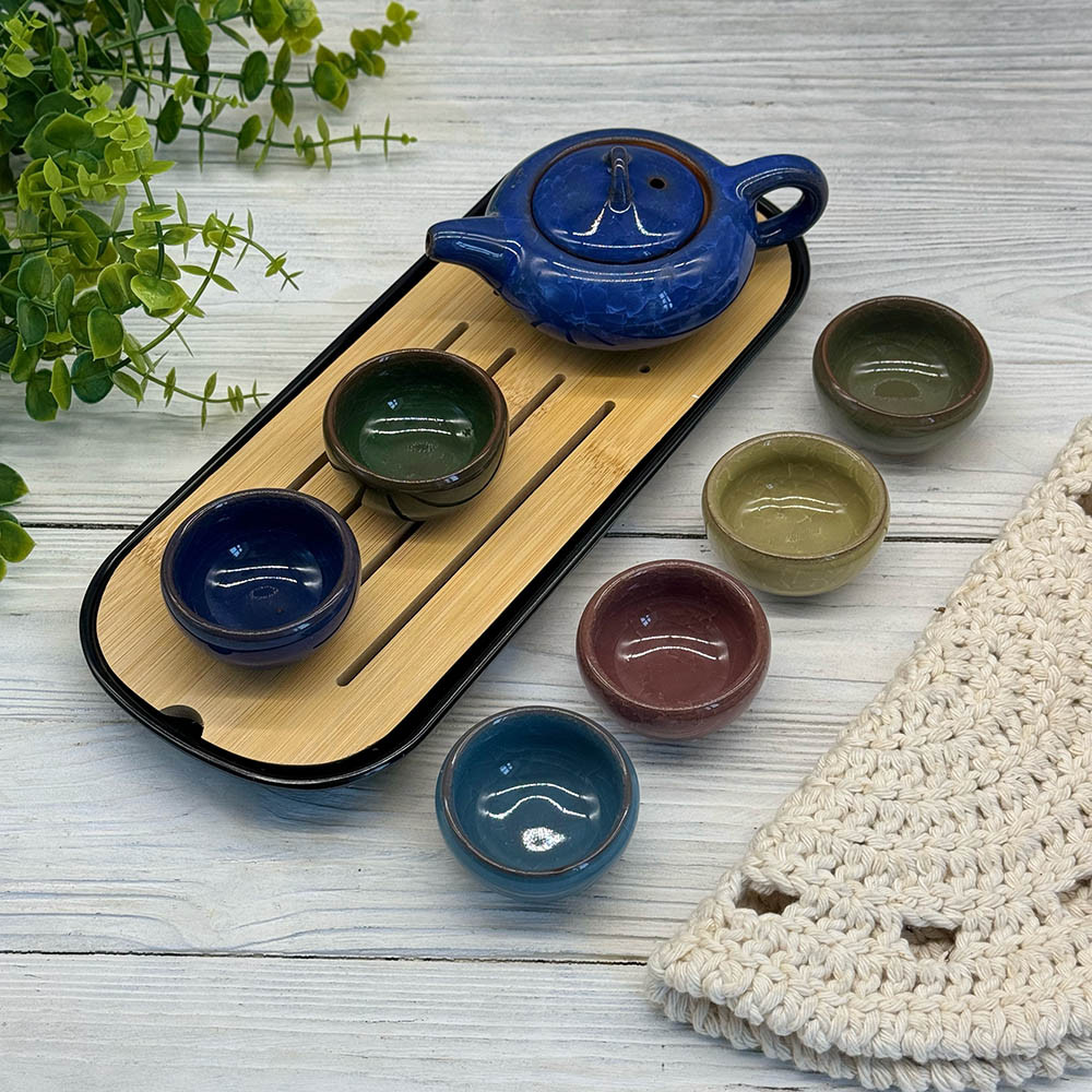 Чайний набір глиняний набір для китайської чайної церемонії Синій чайник, фото 1