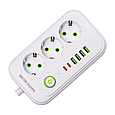 Мережевий фільтр кабель 2.7 м подовжувач F16 на 3 розетки 4 usb 2 type-c та кнопкою відключення, Білий Lugi, фото 3