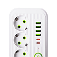 Мережевий фільтр кабель 2.7 м подовжувач F16 на 3 розетки 4 usb 2 type-c та кнопкою відключення, Білий Lugi, фото 4