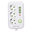 Мережевий фільтр кабель 4.75 м подовжувач F16 на 3 розетки 4 usb 2 type-c та кнопкою відключення, Білий Lugi, фото 3