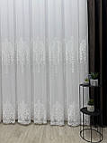 Тюль на бамбуковій основі з красивою вишивкою. Колір: молочний, фото 4