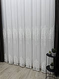 Тюль на бамбуковій основі з красивою вишивкою. Колір: молочний, фото 5