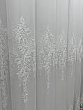 Тюль на бамбуковій основі з красивою вишивкою. Колір: молочний, фото 7