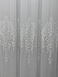 Тюль на бамбуковій основі з красивою вишивкою. Колір: молочний, фото 8