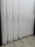 Тюль на бамбуковій основі з красивою вишивкою. Колір: молочний з золотом, фото 2