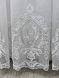 Тюль на бамбуковій основі з красивою вишивкою. Колір: молочний з золотом, фото 10