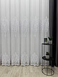 Тюль на бамбуковій основі з красивою вишивкою. Колір: білий, фото 3