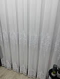 Тюль на бамбуковій основі з красивою вишивкою. Колір: білий, фото 4