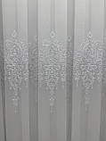 Тюль на бамбуковій основі з красивою вишивкою. Колір: білий, фото 5