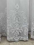 Тюль на бамбуковій основі з красивою вишивкою. Колір: білий, фото 8