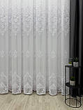 Тюль на основі бамбука з красивою шеніловою вишивкою. Колір: білий, фото 3
