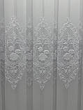 Тюль на основі бамбука з красивою шеніловою вишивкою. Колір: білий, фото 6