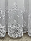 Тюль на основі бамбука з красивою шеніловою вишивкою. Колір: білий, фото 9