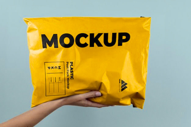 Жовтий кур'єрський пакет А4 з клейкою стрічкою Пакет без кишені  із вашим логотипом 24х32 см, фото 1