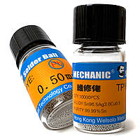 BGA кульки Mechanic XZW10 0.5 мм, 10000 шт, Sn 96,5%, Ag 3%, Cu 0,5% без свинцю