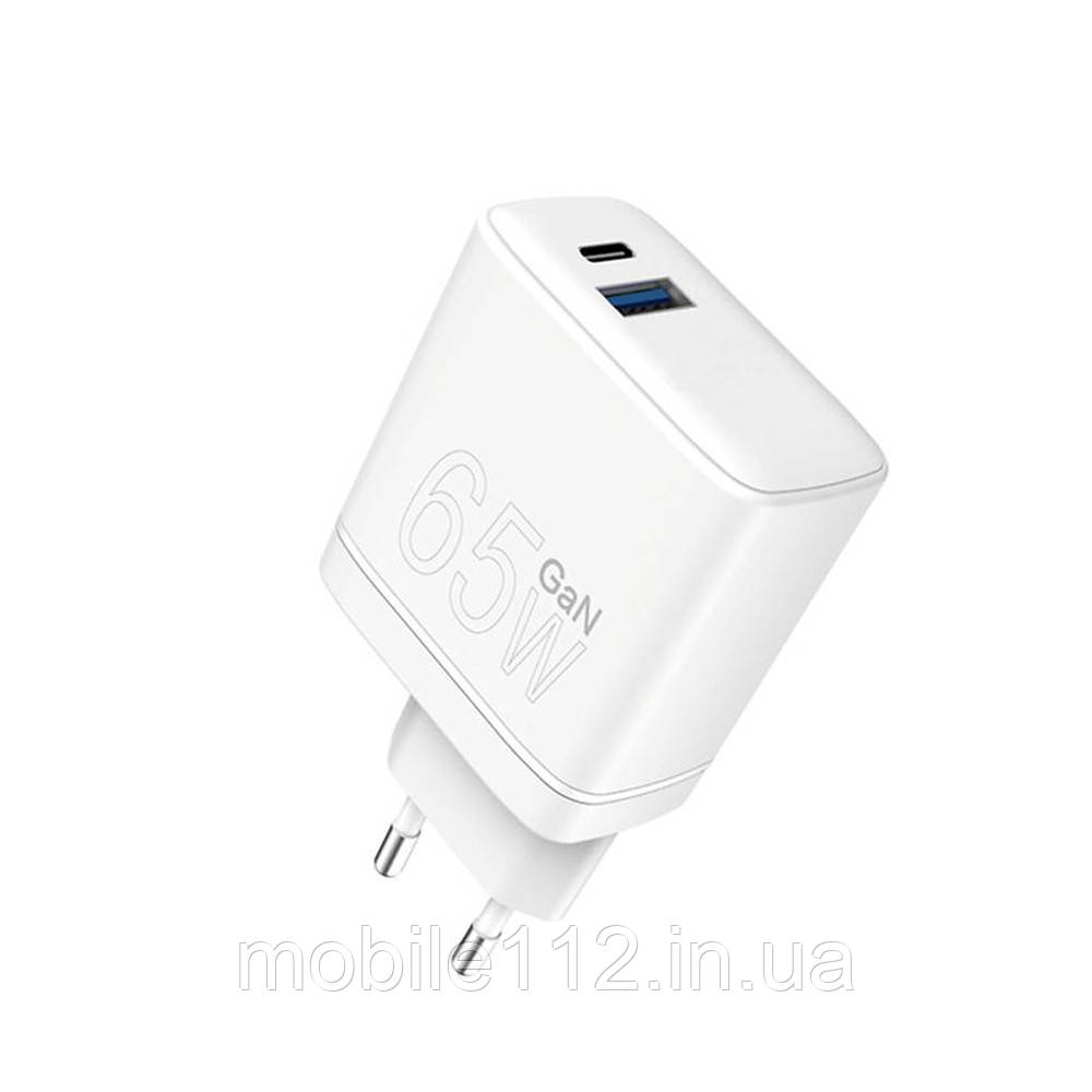 Мережевий адаптер WUW-C175 USB+Type-C 65W(Type-C) 18W(USB) (білий)