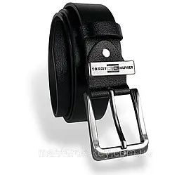 Ремінь чоловічий шкіряний Tommy ширина 40мм колір Чорний пряжка темний-нікель №2