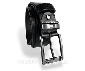 Ремінь чоловічий шкіряний Tommy Hilfiger ширина 40мм колір Чорний пряжка темний-нікель №1