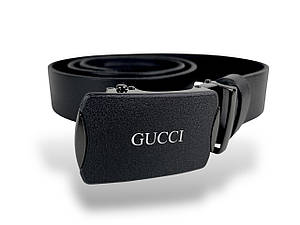 Ремінь чоловічий шкіряний CUCCI із затискною пряжкою ширина 35мм колір Чорний