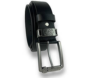 Ремінь чоловічий шкіряний DIESEL ширина 40мм колір Чорний пряжка темний-нікель