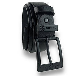 Ремінь чоловічий шкіряний DIESEL ширина 40мм колір Чорний пряжка чорна