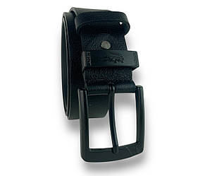 Ремінь чоловічий шкіряний Lacoste ширина 40мм колір Чорний пряжка чорна