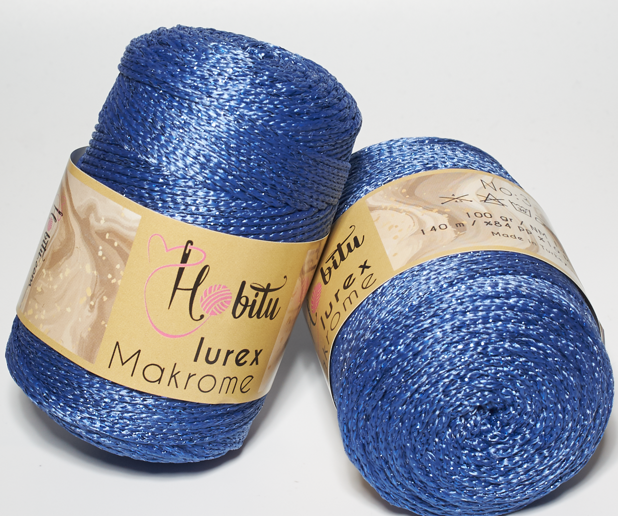 Пряжа Macrome Lurex Hobitu-252 синій, фото 1