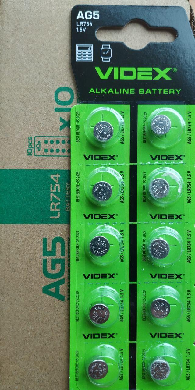 Батарейка часова Videx AG 5 (LR754) blister card 10 pcs