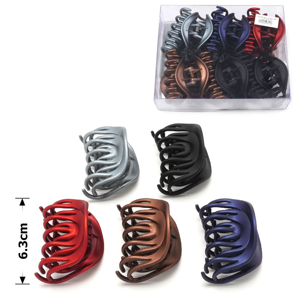 Матова заколка-автомат із подвійним зажимом, набір 12 шт., фото 1