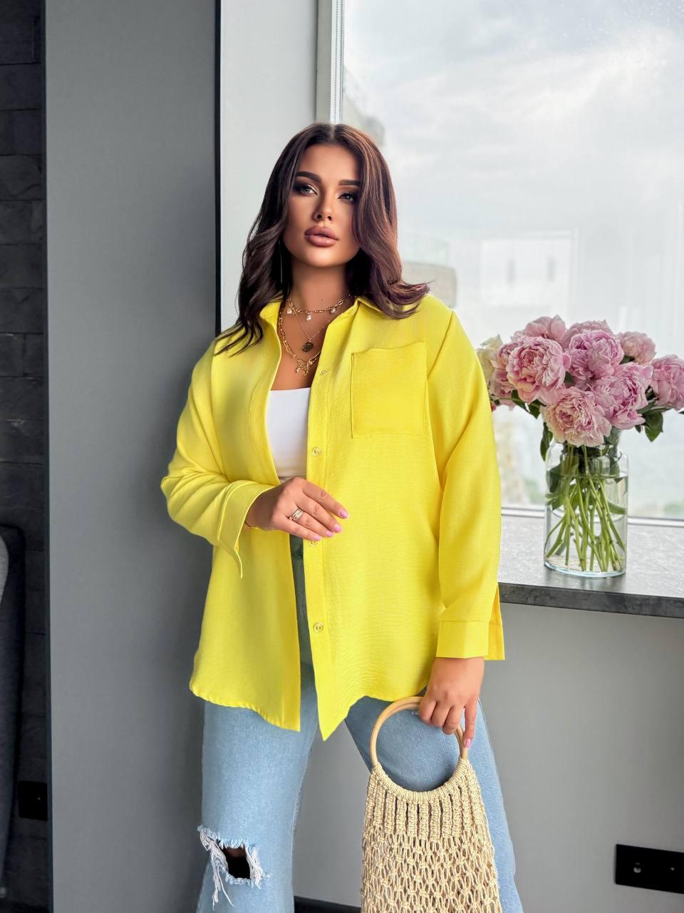 Сорочка жіноча яскрава тканина льон-жатка у кольорах (Батал), фото 1